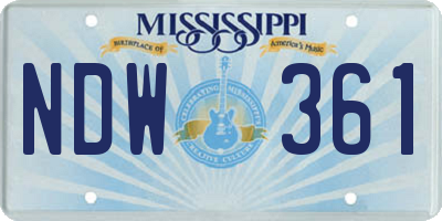 MS license plate NDW361