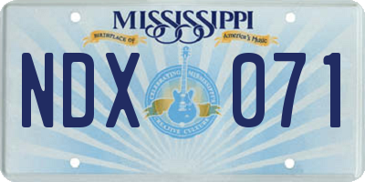MS license plate NDX071