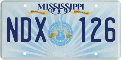MS license plate NDX126