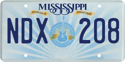 MS license plate NDX208