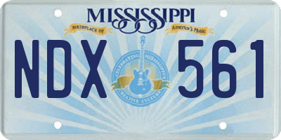 MS license plate NDX561