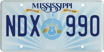 MS license plate NDX990