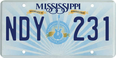 MS license plate NDY231