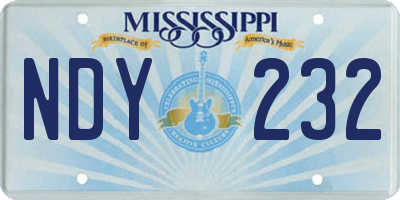 MS license plate NDY232