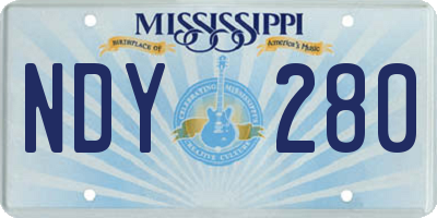 MS license plate NDY280