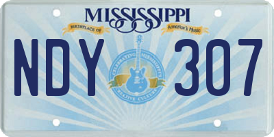 MS license plate NDY307