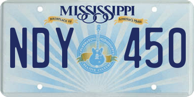 MS license plate NDY450