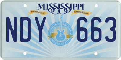 MS license plate NDY663