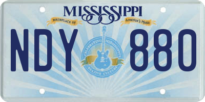 MS license plate NDY880