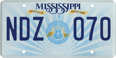 MS license plate NDZ070