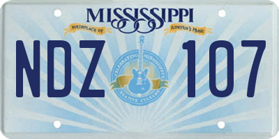 MS license plate NDZ107
