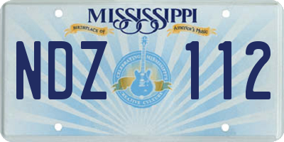 MS license plate NDZ112