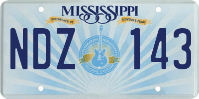 MS license plate NDZ143