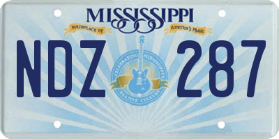 MS license plate NDZ287