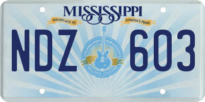 MS license plate NDZ603