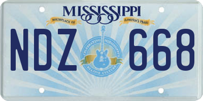 MS license plate NDZ668