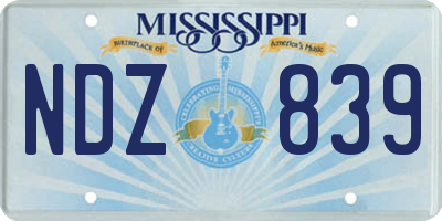 MS license plate NDZ839