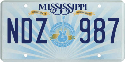 MS license plate NDZ987
