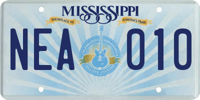 MS license plate NEA010