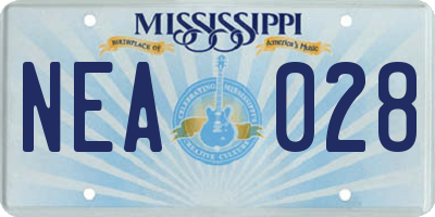 MS license plate NEA028