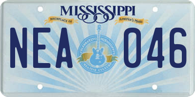 MS license plate NEA046