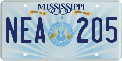 MS license plate NEA205