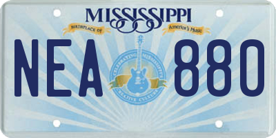 MS license plate NEA880