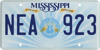 MS license plate NEA923