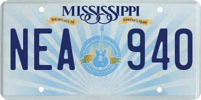 MS license plate NEA940