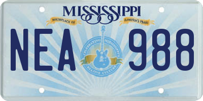 MS license plate NEA988