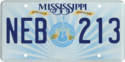 MS license plate NEB213