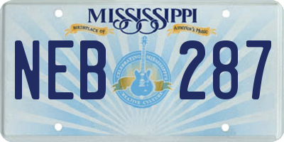 MS license plate NEB287