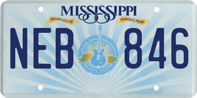 MS license plate NEB846