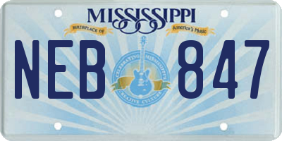 MS license plate NEB847