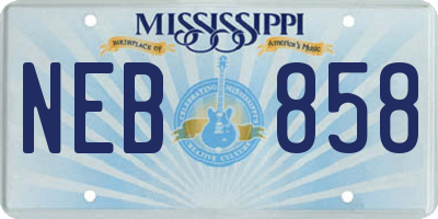 MS license plate NEB858