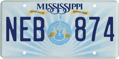 MS license plate NEB874