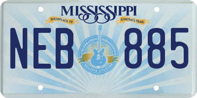 MS license plate NEB885