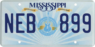 MS license plate NEB899