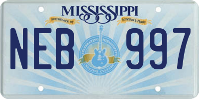 MS license plate NEB997
