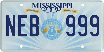 MS license plate NEB999