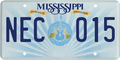 MS license plate NEC015