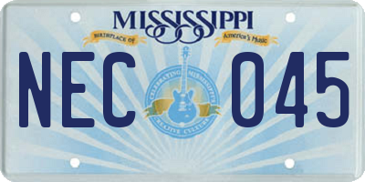 MS license plate NEC045