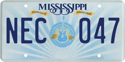 MS license plate NEC047