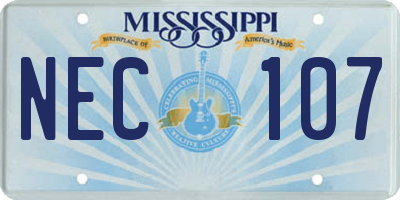 MS license plate NEC107