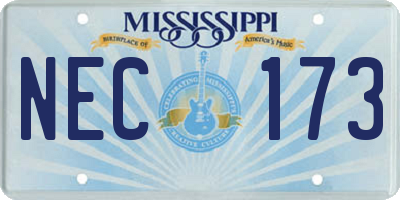 MS license plate NEC173