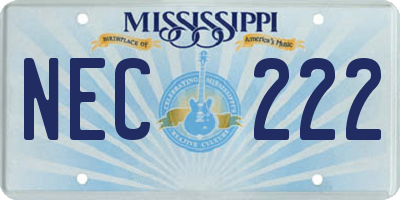 MS license plate NEC222