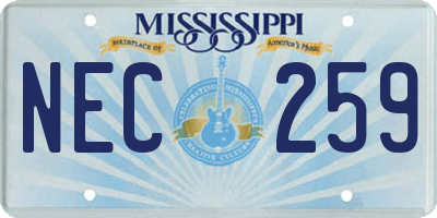 MS license plate NEC259