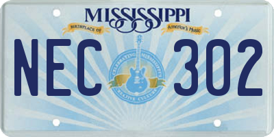 MS license plate NEC302