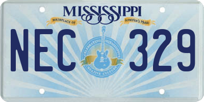 MS license plate NEC329