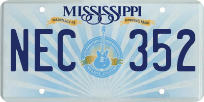 MS license plate NEC352